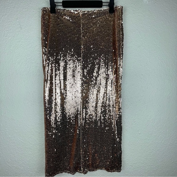 Nasty Gal Rose Gold Sequin Split Thigh Midi Skirt - Picture 9 of 12